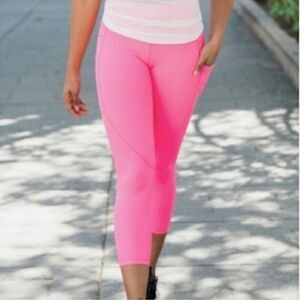 ZYIA Active Hot Pink Zipper Pocket Light n Tight Hi-Rise Crop 17" NWT Size 4